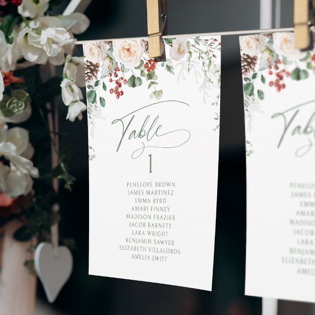 Convites Elegante gráfico de assentos numerados de mesa flo (Elegant Festive Floral table number seating chart)