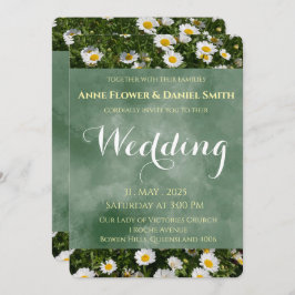Convites Elegante Green Daisy Wedding