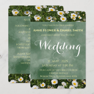 Convites Elegante Green Daisy Wedding