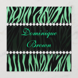 Convites Elegante Green Jeweled Zebra convidado