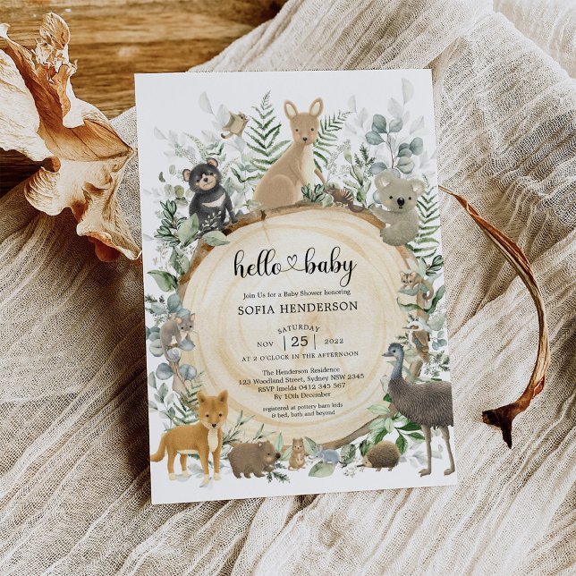 Convites Elegante Greenerescente Chá de fraldas De Animais  (Criador carregado)