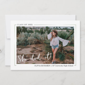 Convites Elegante Greenery Boho Floral Festa de formatura I