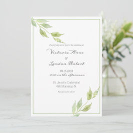 Convites Elegante Greenery Deixa Casamento de Aquarela