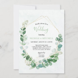Convites Elegante Greenery Dourado em um Casamento