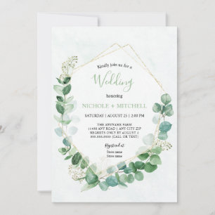 Convites Elegante Greenery Dourado em um Casamento
