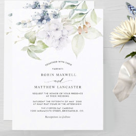 Convites Elegante Greenery e Blue Floral Wedding