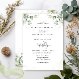 Convites Elegante Greenery e Watercolor Wedding