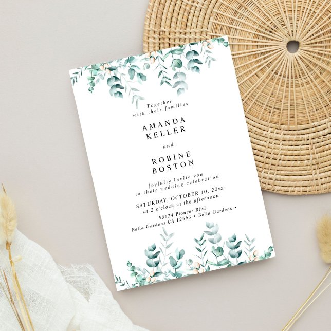 Convites Elegante Greenery Eucalyptus Invitation (Criador carregado)