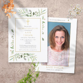 Convites Elegante Greenery Foto Celebração do Funeral da Vi