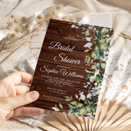 Convites Elegante Greenery Rustic Wood Chá de panela