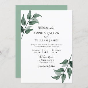 Convites Elegante Greenery Sai do Casamento da primavera