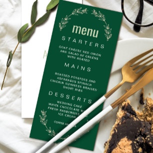 Convites Elegante Greenery Wedding Menu   Tipo de Letra do 