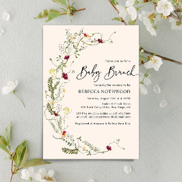 Convites Elegante Greenery Wildflower Wreath Baby Brunch