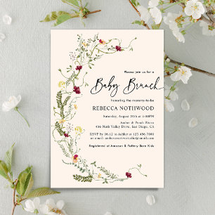 Convites Elegante Greenery Wildflower Wreath Baby Brunch