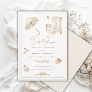 Convites Elegante Guarda-Chuva Neutro Bridal