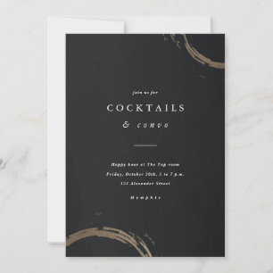 Convites Elegante Happy Hour Preto e Dourado