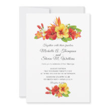 Elegante Hibisco Floral Tropical Casamento