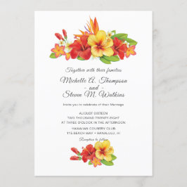 Convites Elegante Hibisco Floral Tropical Casamento