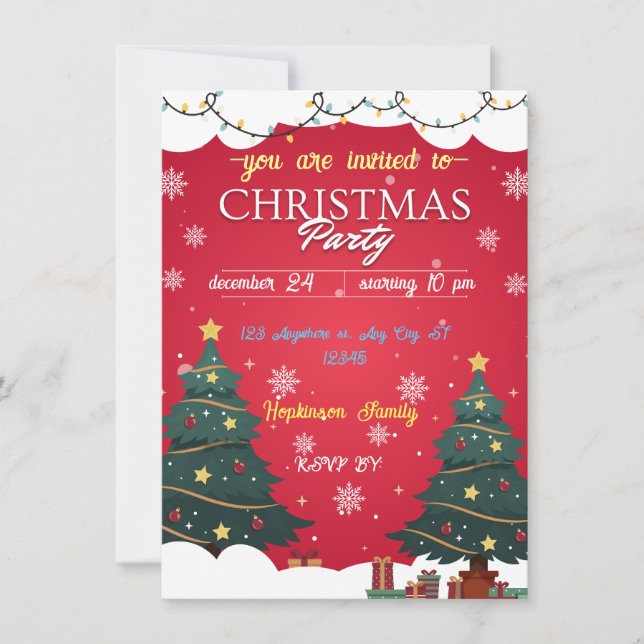 CONVITES ELEGANTE HOLIDAY DELIGHT RED CHRISTAMS PARTIDO (Frente)