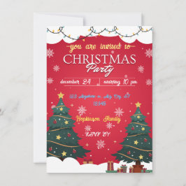 CONVITES ELEGANTE HOLIDAY DELIGHT RED CHRISTAMS PARTIDO