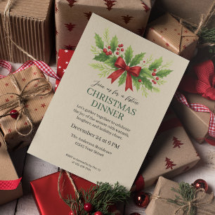 Convites Elegante Holly & Red Arco Janto de Natal -