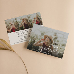 Convites Elegante Horizontal Quatro Graduação De Foto 2023 