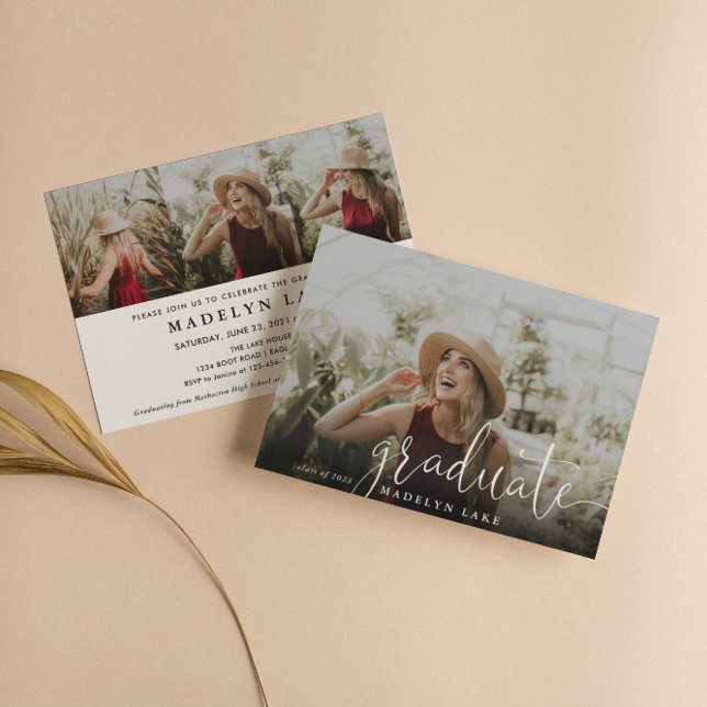 Convites Elegante Horizontal Quatro Graduação De Foto 2023  (Criador carregado)