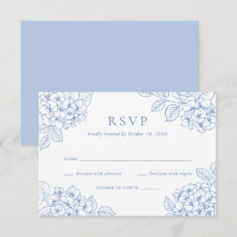Convites Elegante Hortênsia Azul Floral RSVP de Casamento