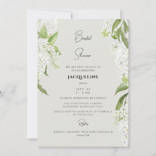 Convites Elegante Hortênsia Branca Chuveiro de Noiva Bege I