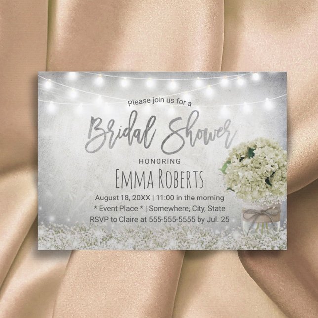 Convites Elegante Hydrangea Jar Rustic Chá de panela (Criador carregado)