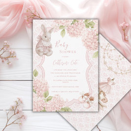 Convites Elegante Hydrangea Rosa Coelho Baby Vintage
