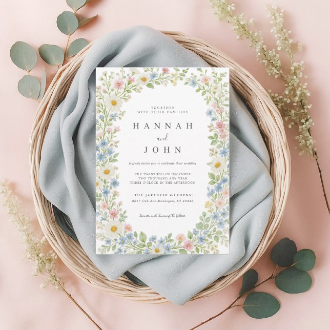 Convites Elegante invitación a la boda de flores silvestres (Criador carregado)