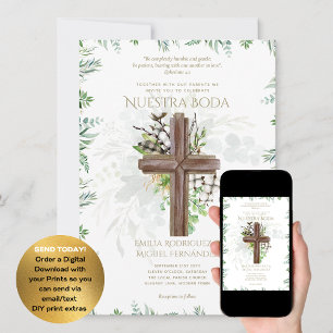 Convites Elegante Invitación De Boda Católica Bilingüe Inv