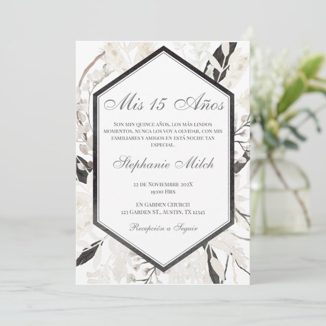 Convites Elegante Invitación de Quinceañera (Em pé/Frente)