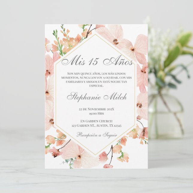 Convites Elegante Invitación de Quinceañera (Em pé/Frente)