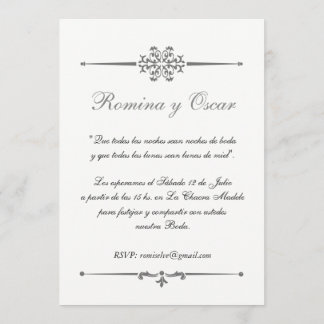 Convites Elegante Invitación para bodas en Español.