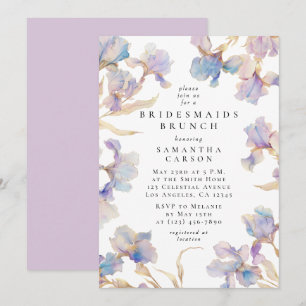Convites Elegante Iris Floral Watercolor Bridesmaids Brunch