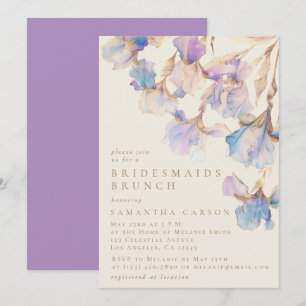 Convites Elegante Iris Floral Watercolor Bridesmaids Brunch