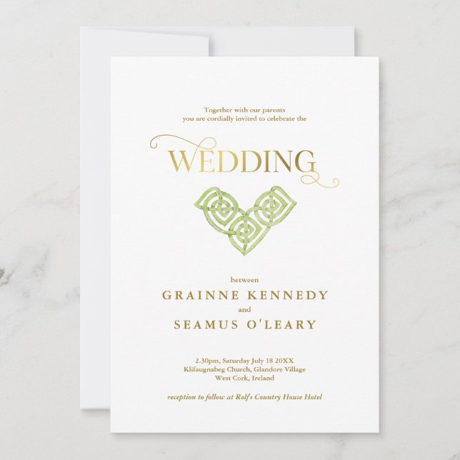 Convites Elegante Irlandês Celtic Knot All In One Weds (Frente)