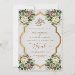 Convites Elegante Islâmico Floral Nikah