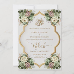 Convites Elegante Islâmico Floral Nikah
