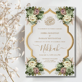 Convites Elegante Islâmico Floral Nikkah