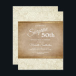 Convites Elegante Ivory Brown Dourada 50ª Festa de aniversá<br><div class="desc">Marfim russo,  moderno e moderno com padrão de abstrato marrom e ouro 50º convite de aniversário.</div>