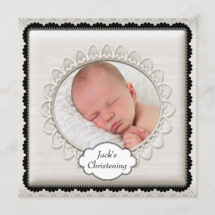Convites Elegante Ivory Photo Christening