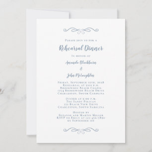 Convites Elegante Jantar de Ensaio de Casamento em Azul Poe