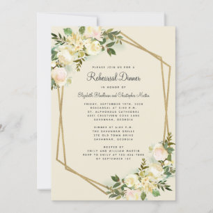 Convites Elegante Jantar de Ensaios de Casamento Floral em 