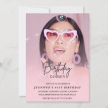 Elegante Jantar de Foto Rosa Aniversário de 41 ano