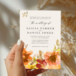 Convites Elegante jardim aquarela floral marfim casamento