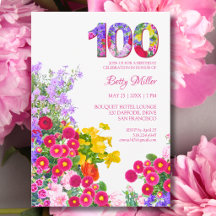 Elegante Jardim de Aniversário de 100 anos Floral