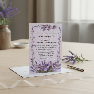 Convites Elegante Jardim de Casamento Floral Lavanda